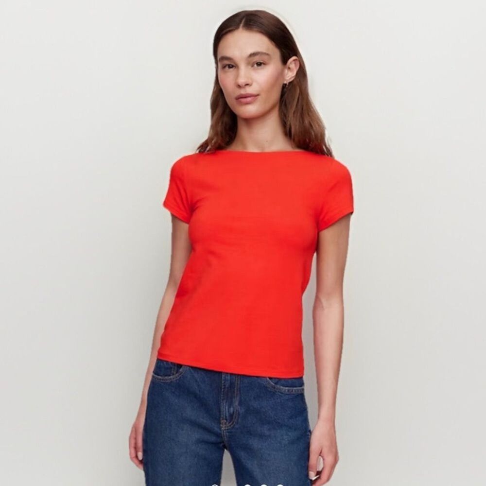 GAP Factory Boatneck Open Back Tee Shirt NWT Cotton Red XL